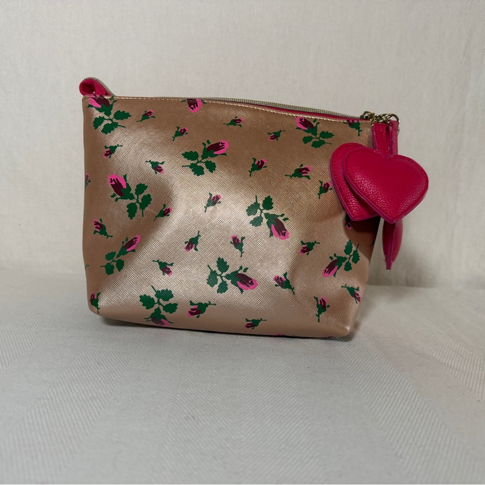 Betsey Johnson Pink and Gold Floral Women's Cosmetic Bag - Picture 6 of 8